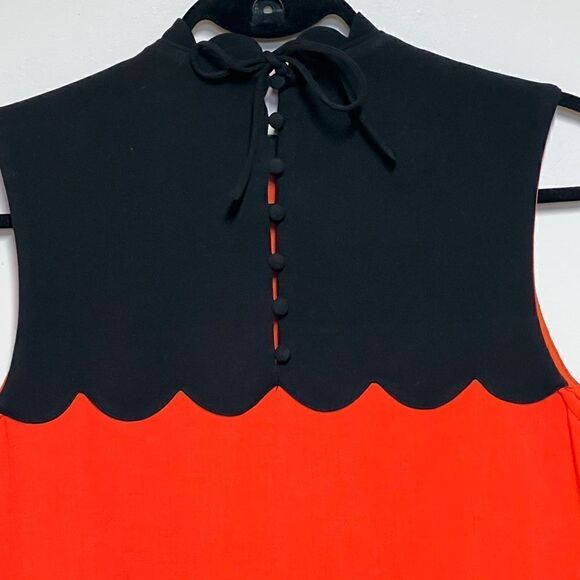 NWOT VICTORIA BECKHAM FOR TARGET SCALLOPS BLACK ORANGE DRESS Sz S - Picture 7 of 8